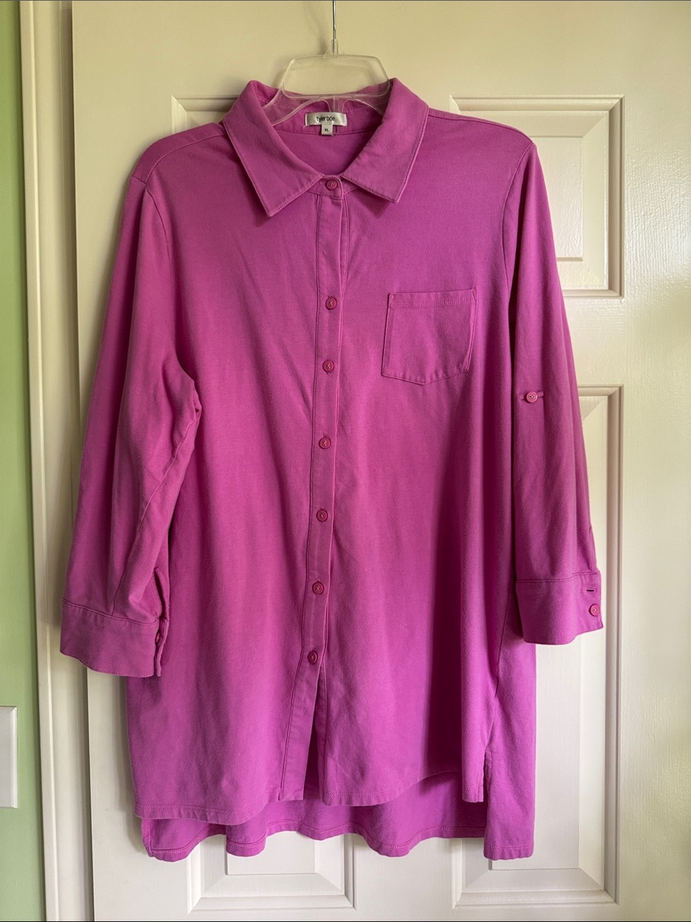 Tyler Boe Orchid Pink Collared Button-Front Tunic Shirt